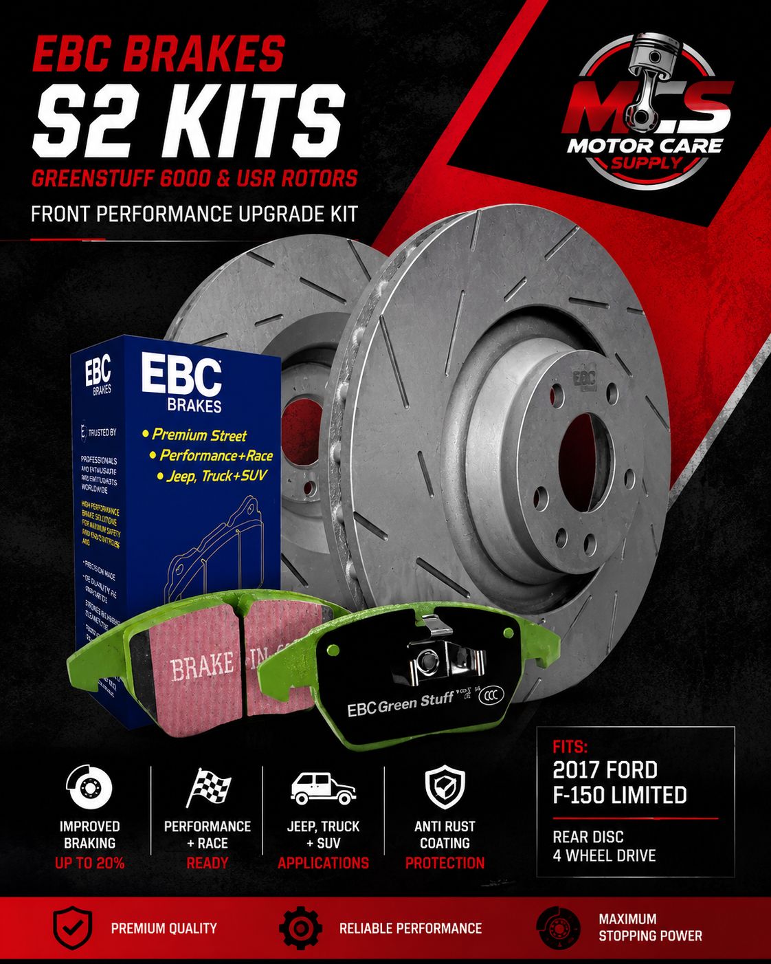 Brake Kit Front & Rear For Ford F - 150 XL / XLT 2015 - 2017Motorcare Supply