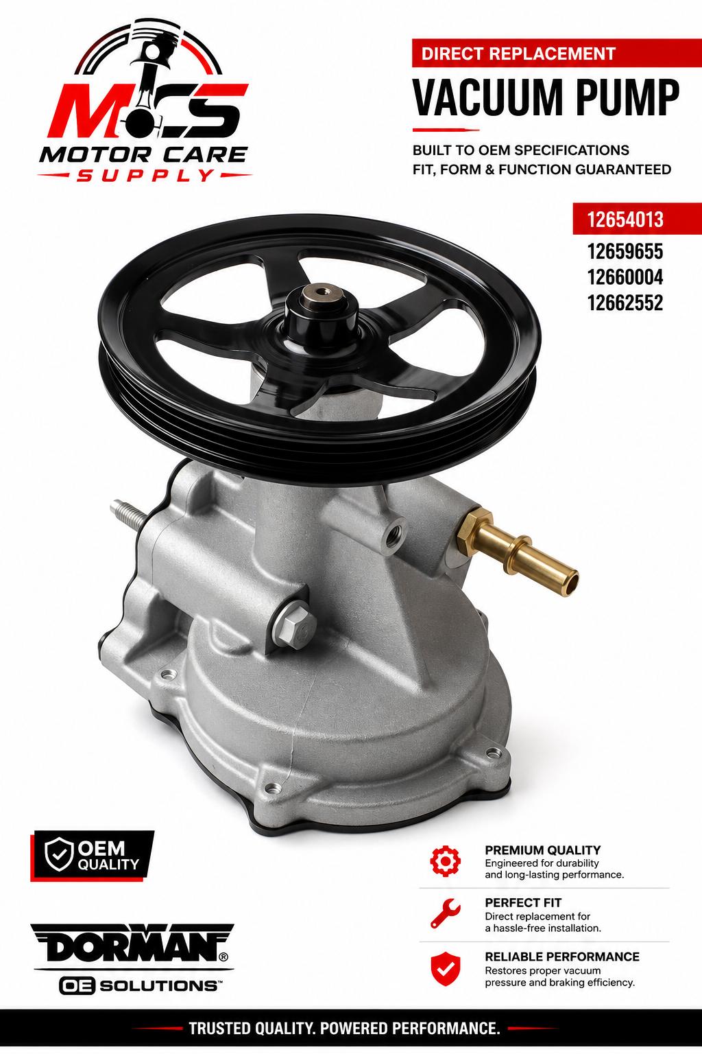 Dorman Vacuum Pump for Chevrolet GMC Cadillac 4.3L 5.3L 6.2L GM OEM Replacement 12696313Motorcare Supply