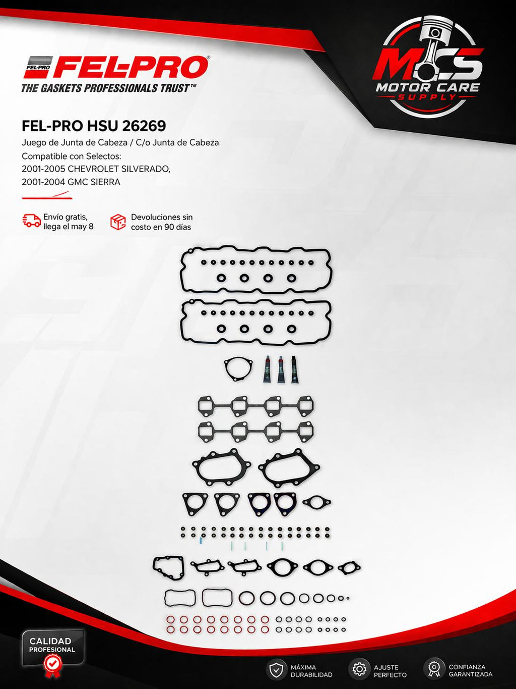 🔧 FEL - PRO HSU 26269 Head Gasket Set – Kit de Junta de Cabeza para Chevrolet Silverado & GMC Sierra 2001 - 2005Motorcare Supply