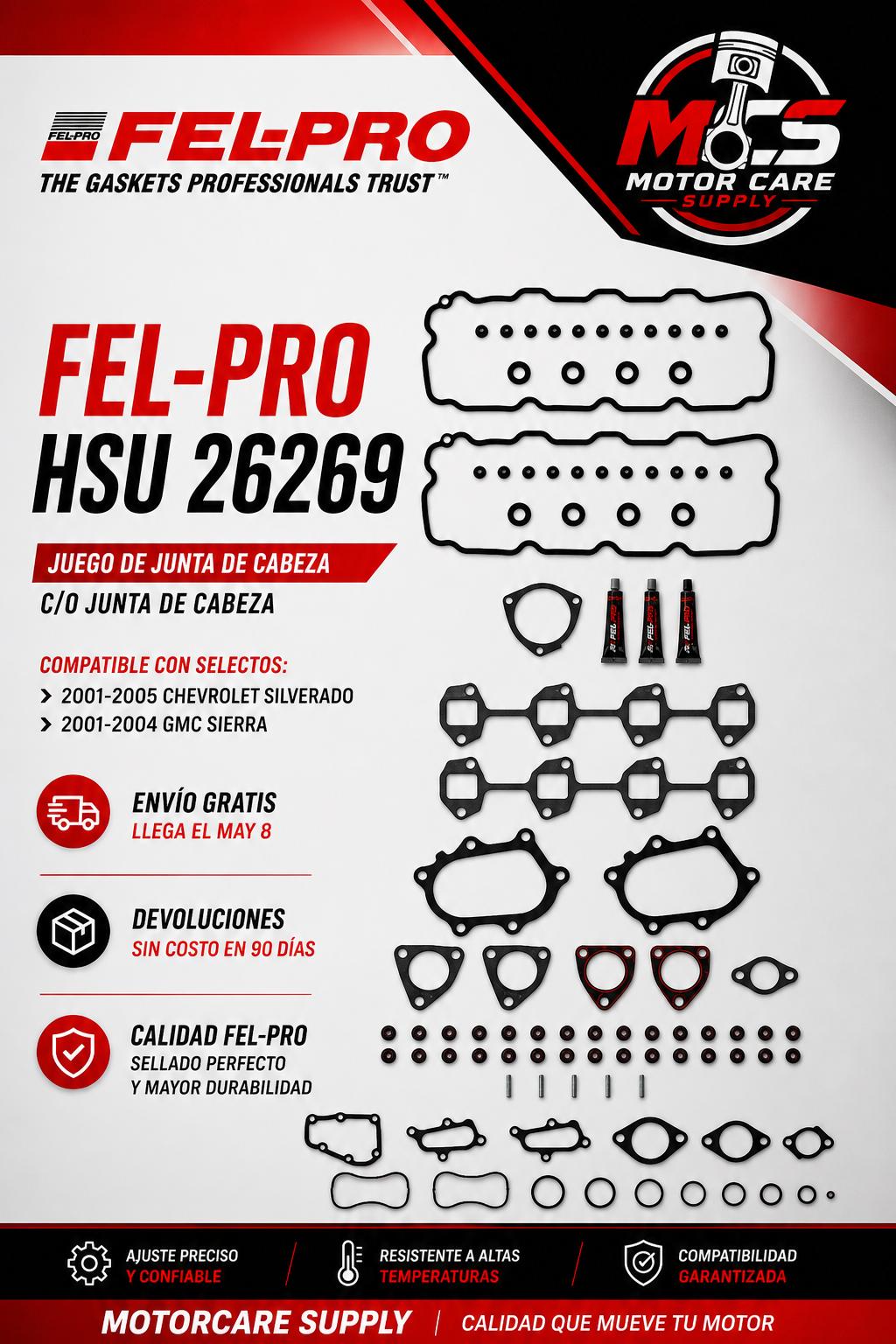 🔧 FEL - PRO HSU 26269 Head Gasket Set – Kit de Junta de Cabeza para Chevrolet Silverado & GMC Sierra 2001 - 2005Motorcare Supply