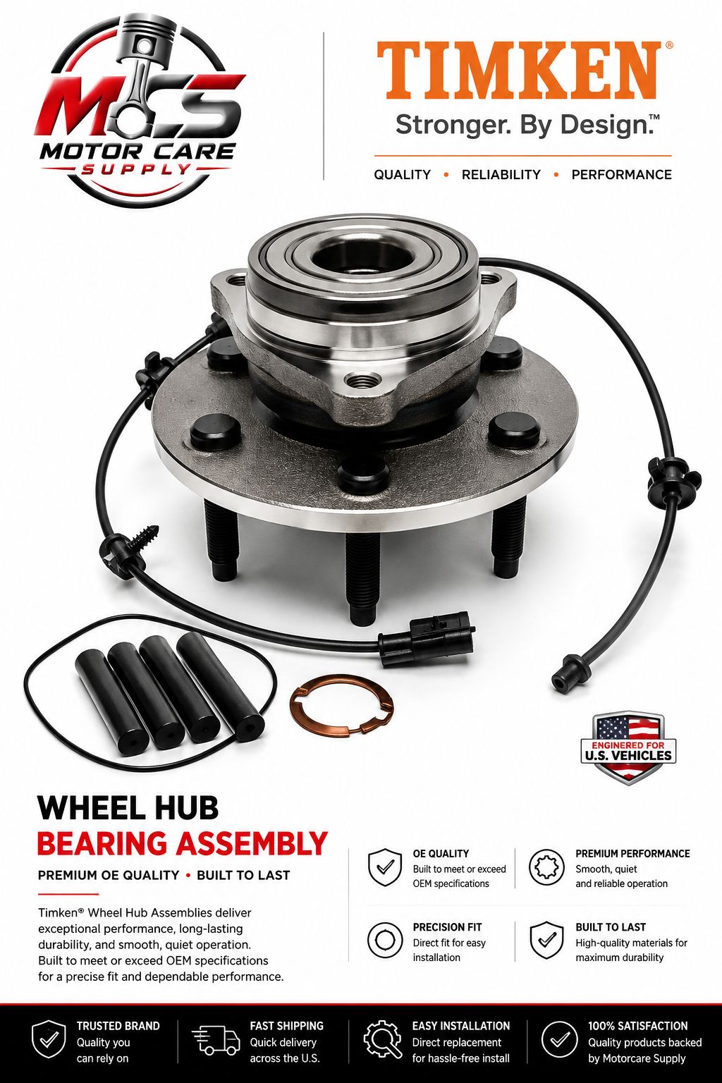 Front Wheel Hub Bearing Ford F - 550 Super Duty 4WD TimkenMotorcare Supply
