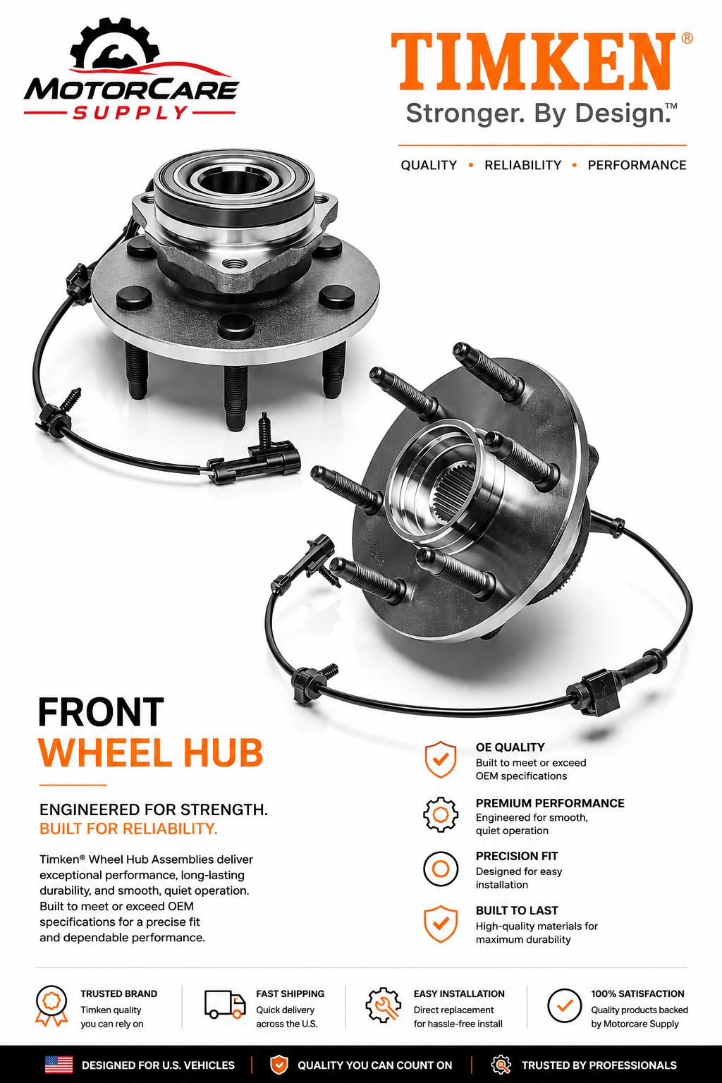 Front Wheel Hub Bearing Ford F - 550 Super Duty 4WD TimkenMotorcare Supply