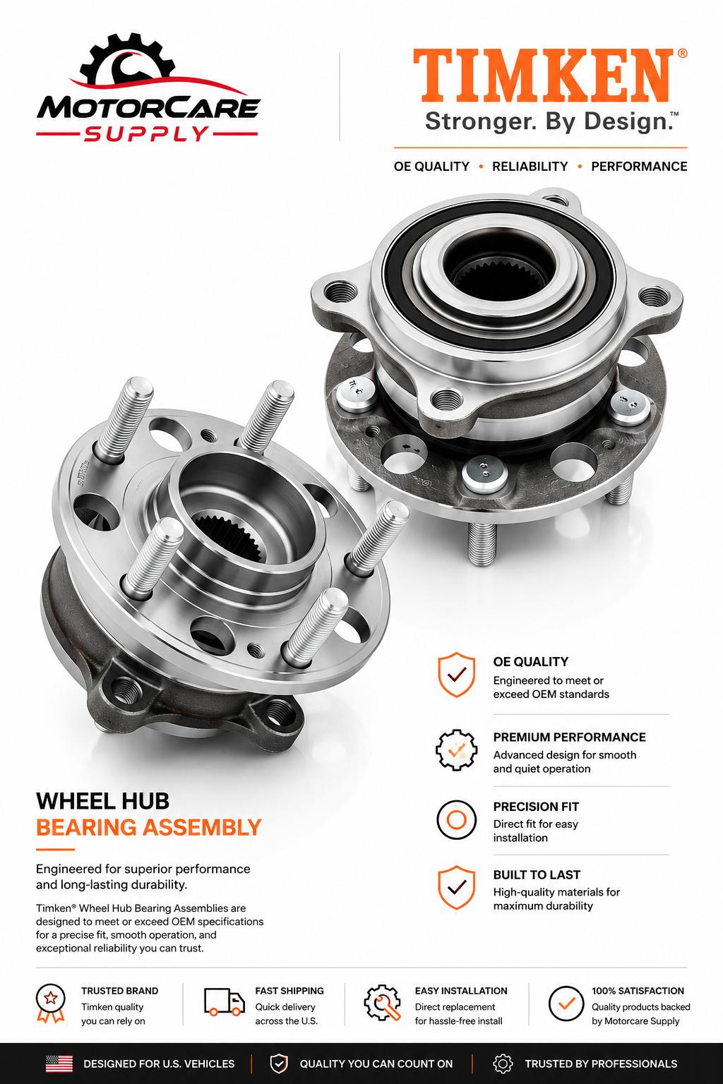 Front Wheel Hub Bearing Ford F - 550 Super Duty 4WD TimkenMotorcare Supply