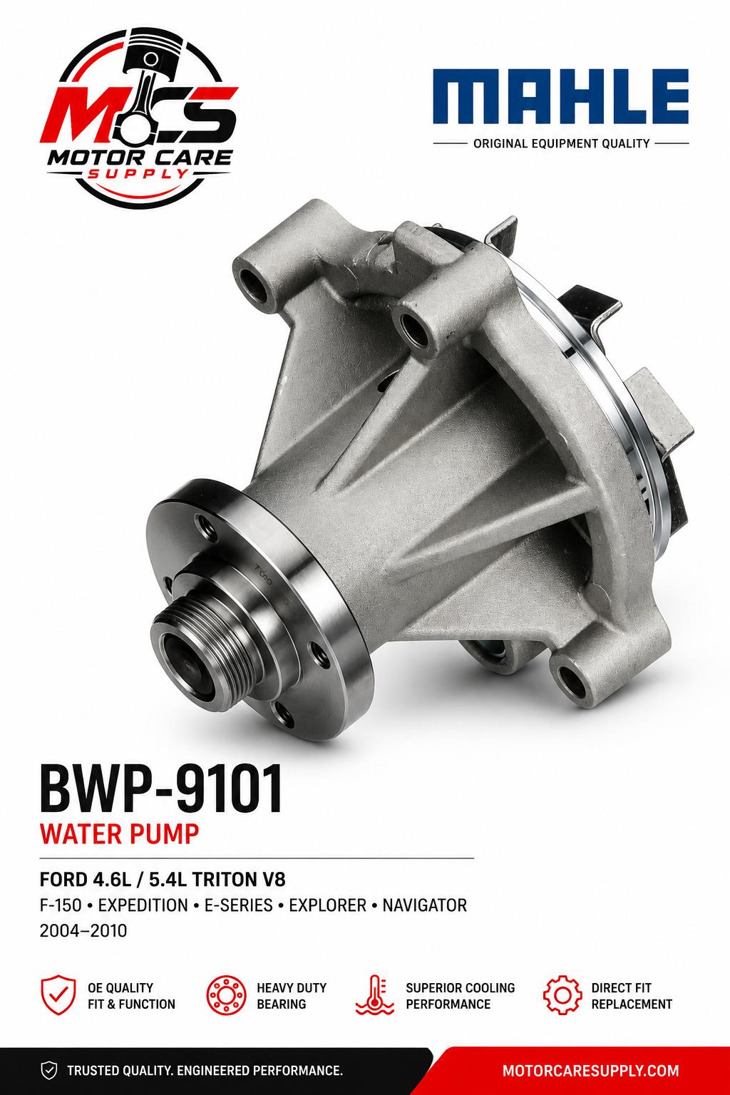 MAHLE BWP - 9101 Water Pump for Ford F - 150 Expedition 4.6L 5.4L Triton V8 2004 - 2010Motorcare Supply