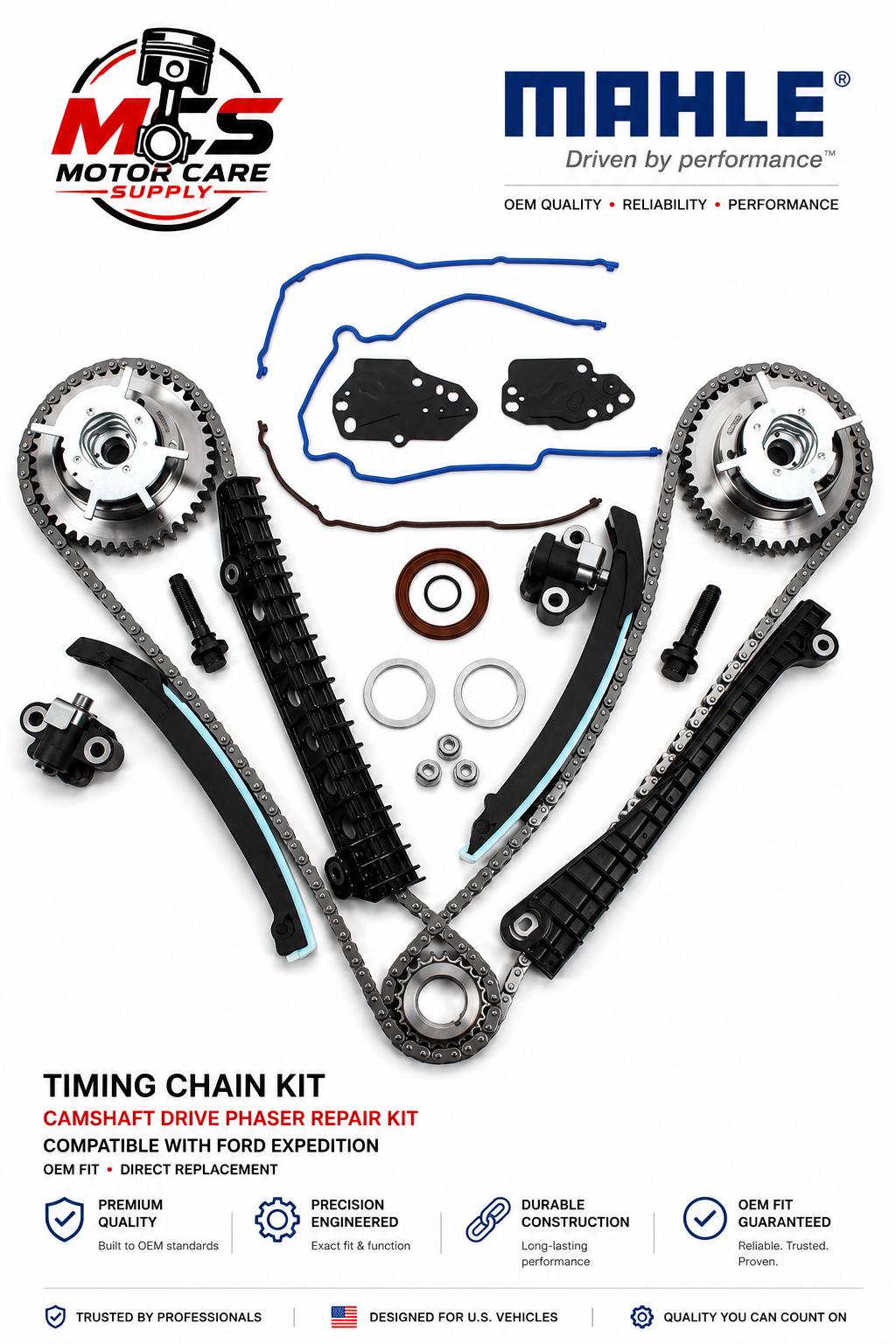 MAHLE Premium Timing Kit Ford 3.5 EcoBoost Twin Turbo – Complete Camshaft Phaser SetMotorcare Supply