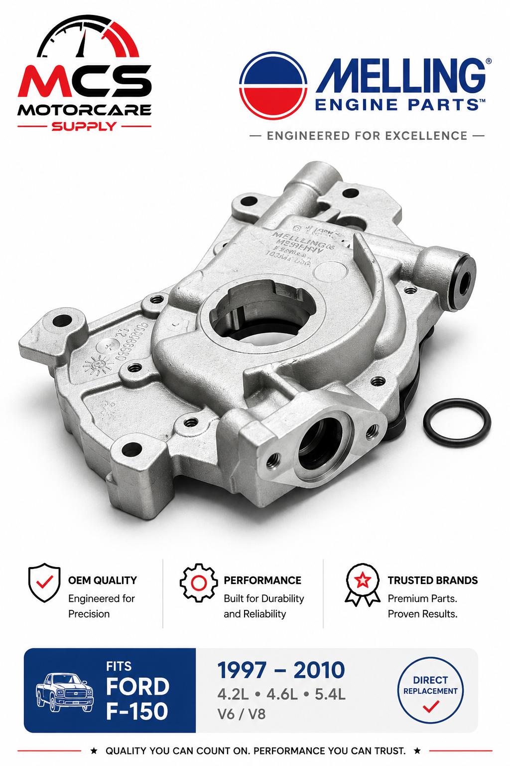 Melling Engine Oil Pump for Ford F - 150 1997–2011 4.2L 4.6L 5.4L V6/V8Motorcare Supply