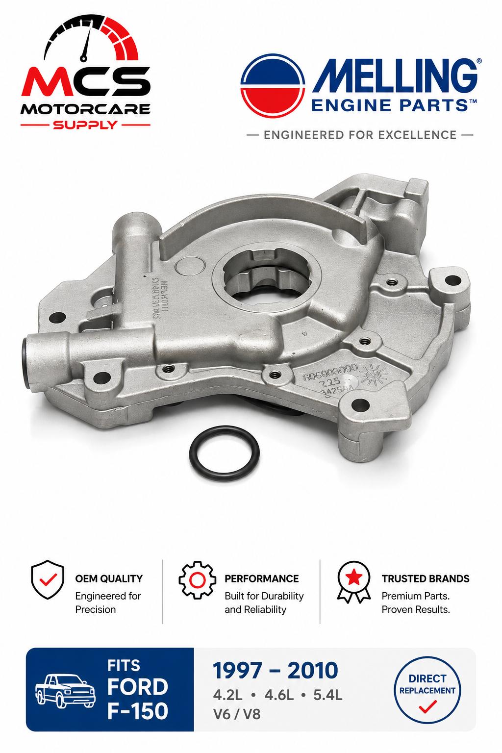 Melling Engine Oil Pump for Ford F - 150 1997–2011 4.2L 4.6L 5.4L V6/V8Motorcare Supply