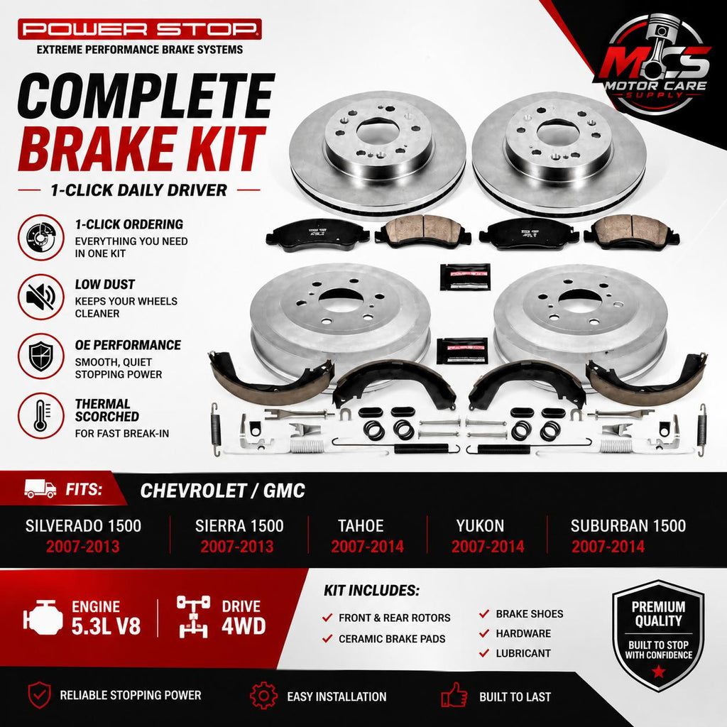 Power Stop Complete Brake Kit for Chevy Silverado Sierra Tahoe Yukon 5.3L 4WD 2009 - 2013 | Motorcare SupplyMotorcare Supply